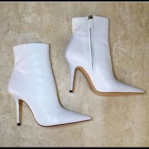 White Zara Heeled Ankle Boots